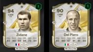Zidane and Del Piero's Icon cards (Images via FUTBIN || EA Sports)